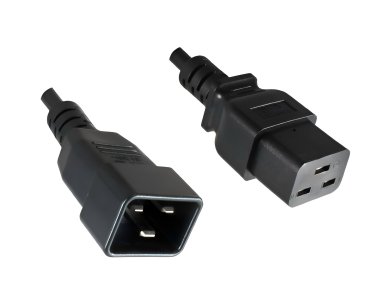 DINIC Kaltgerätekabel LSZH C19 auf C20, 1,5mm², 16A, schwarz, 1,80m